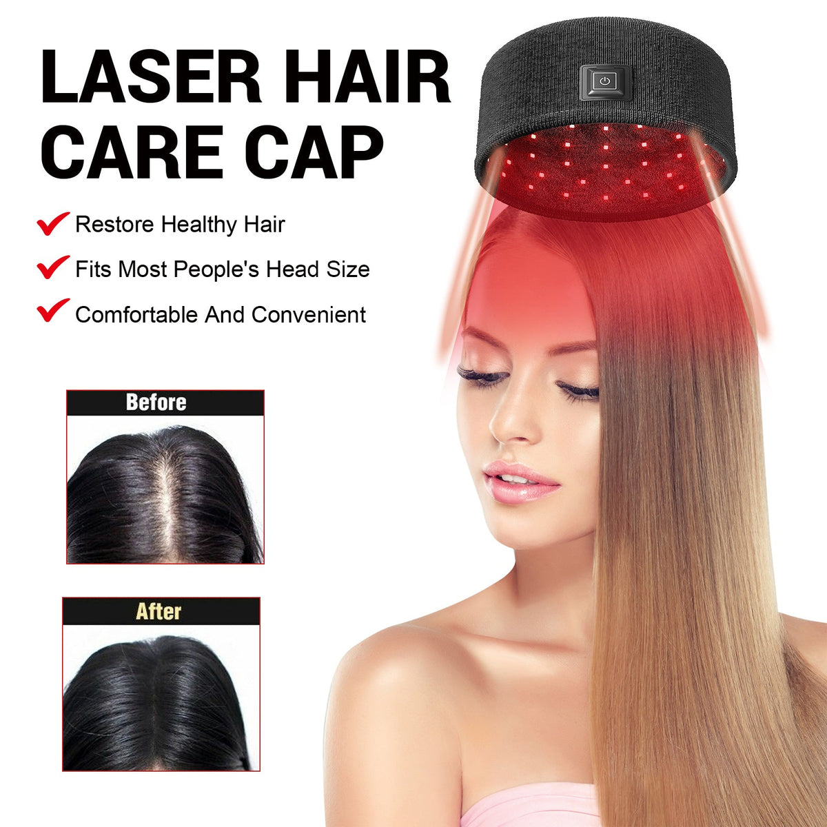Houkea Dense Toupee Hair Repair Manic Thick Hairline Fixation Head Massage Care Heating Cap