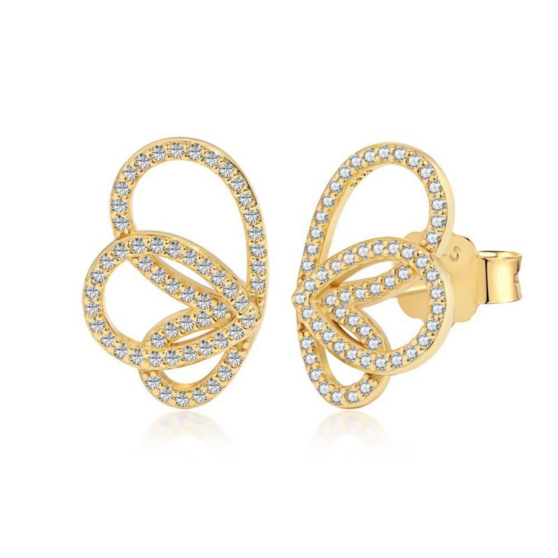 Jewelry S925 Sterling Silver Butterfly Studs Women's Diamond
