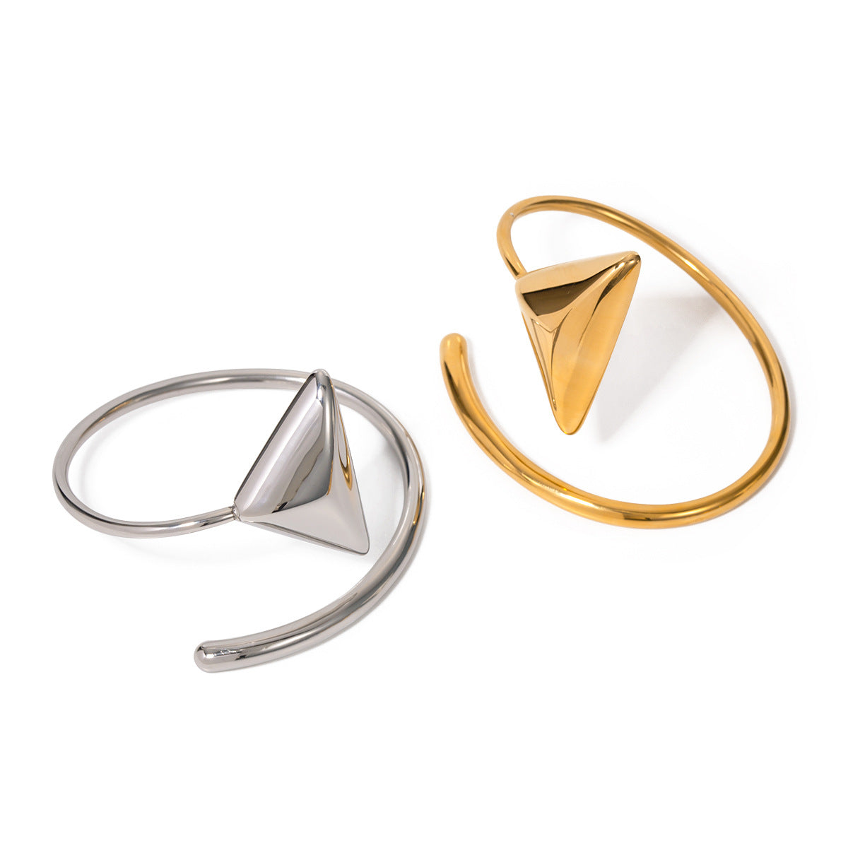 18K Gold Stainless Steel Triangle Coil Bracelet