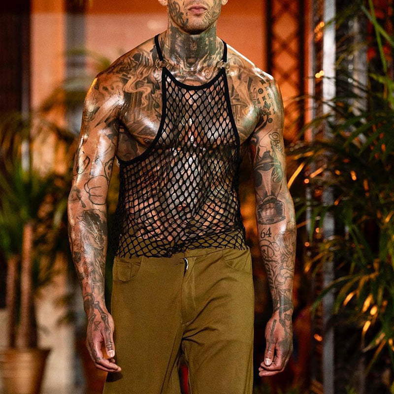 European And American Men See-through Mesh Vest
