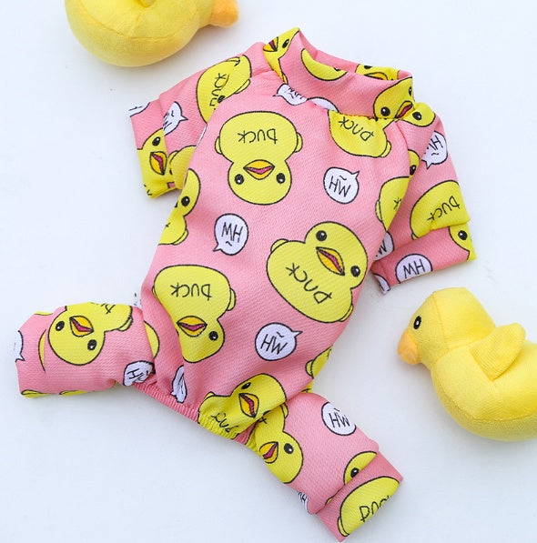 Pet Dog Cat Four-legged Clothes Supplie Duck Cartoon Pajamas Bottoming Out