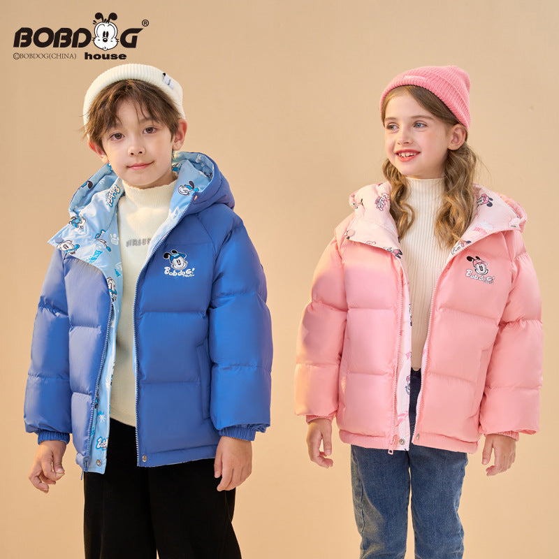 Babu Bean Reversible Down Jacket for Kids Winter Outerwear