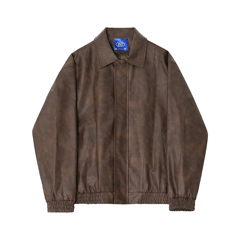 MYQ Men's Short Motorcycle Leather Jacket - Spring Style