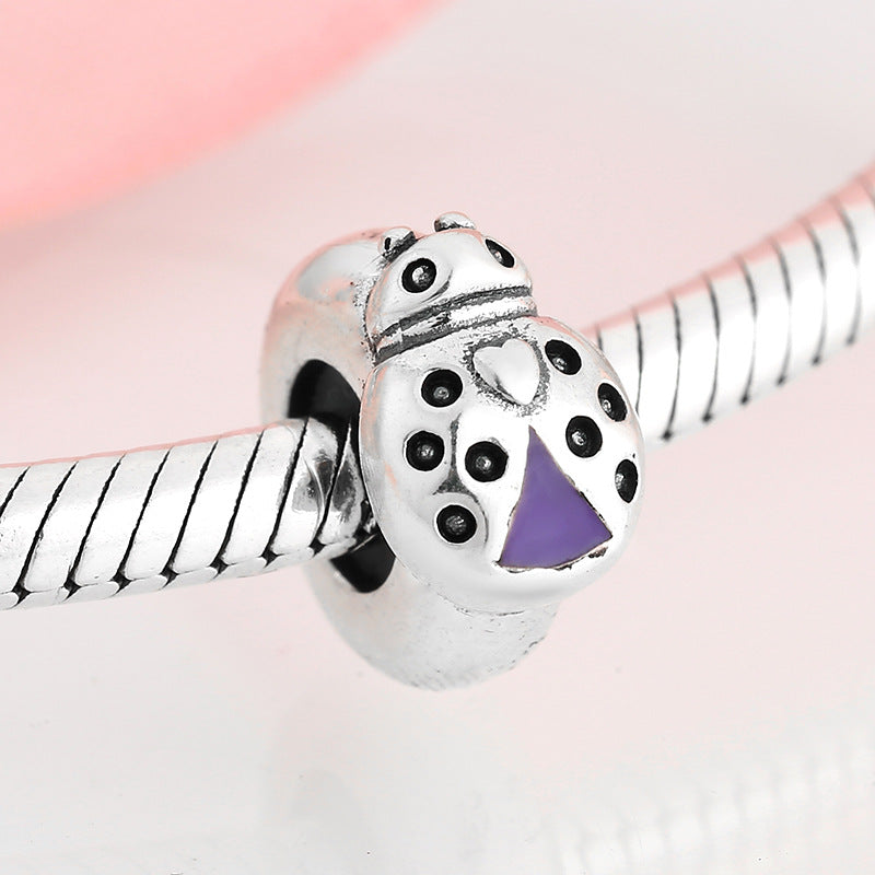 S925 Sterling Silver Beads Cute Insect Series Jewelry Plug Spacer Beads DIY Accessories Beads Enamel Color Silver Jewelry