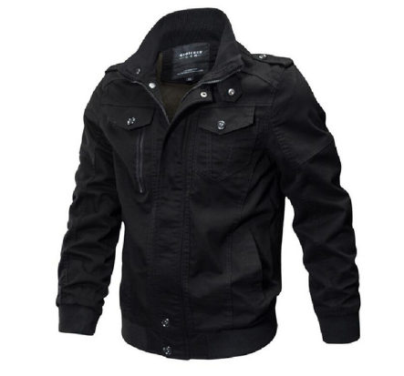 Men's Fall Jacket - Washed Cotton Military Style Plus Size