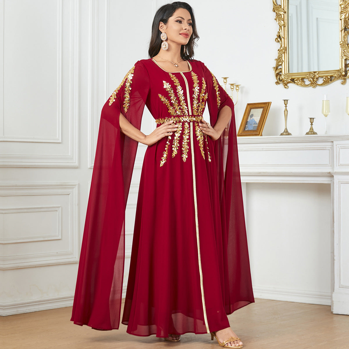 Arab Women's Robe Super Long Sleeve Muslim Dress