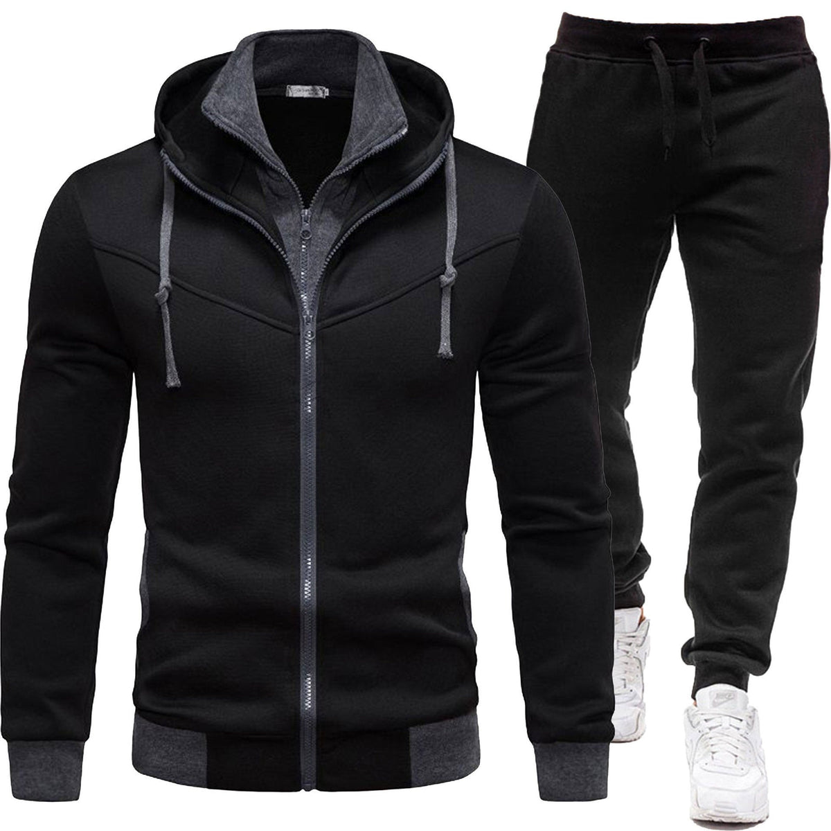 Sport-Style Patchwork Jacket And Casual Long-Sleeve Pants