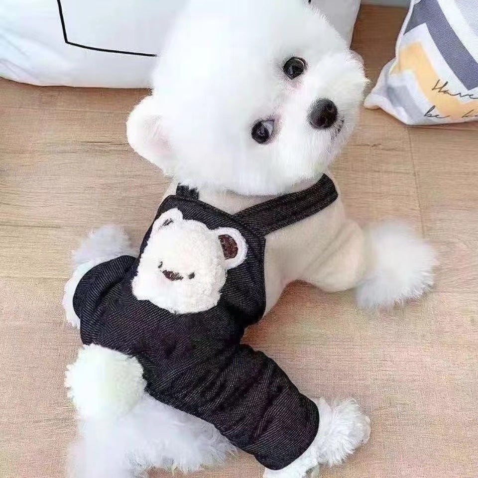 Pet Poodle Dog Clothes Cotton-padded Coat Four-leg Fleece-lined