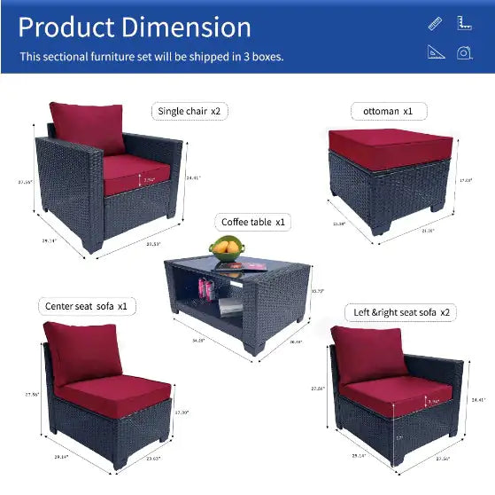Style Loft Collection 7-Piece PE Rattan Patio Set with Coffee Table