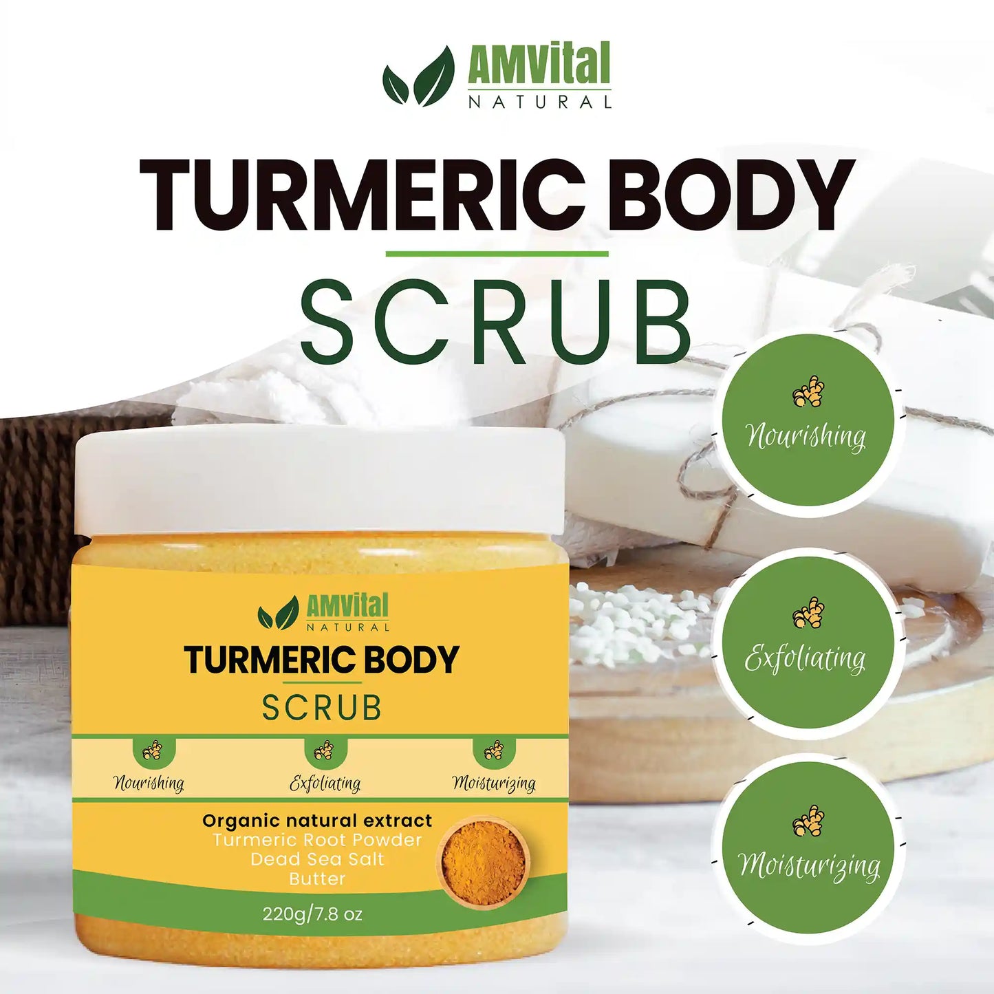 AMVital Turmeric Shower Duo (Soap + Scrub)