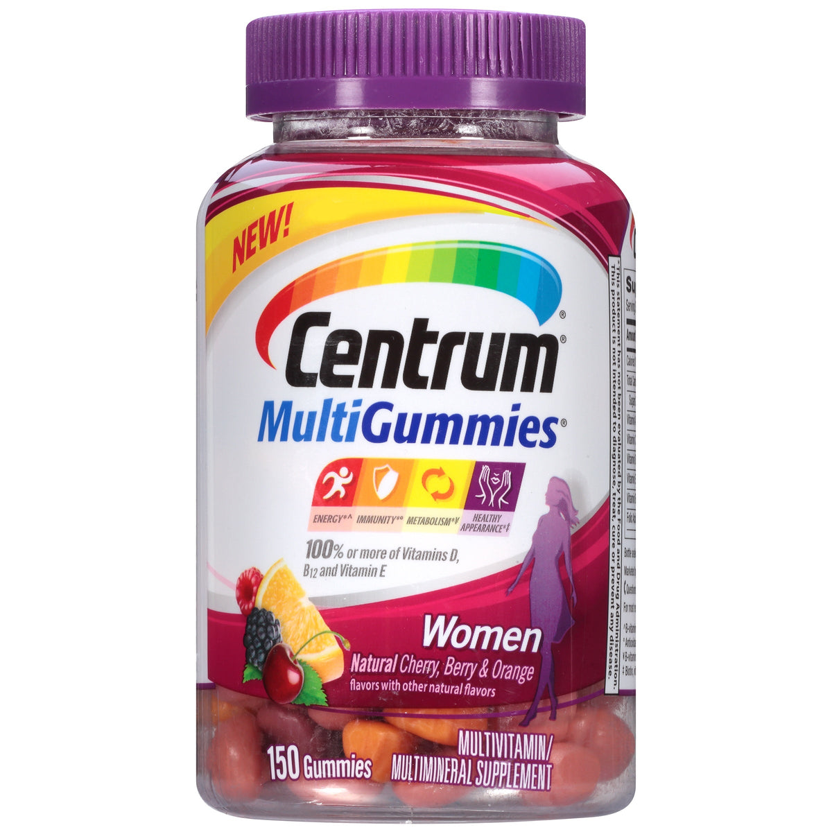 Centrum Multivitamin, Women, MultiGummies, Natural Cherry/Berry/Orange