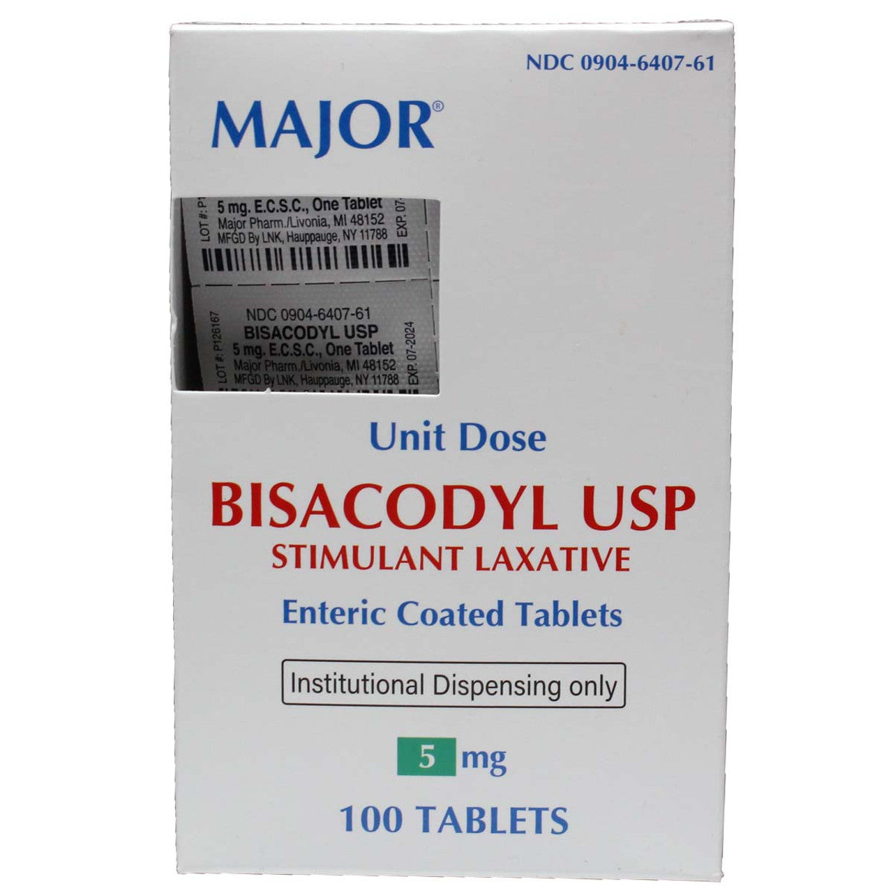 Major® Bisacodyl Stimulant Laxative – 5 mg (Enteric Coated)