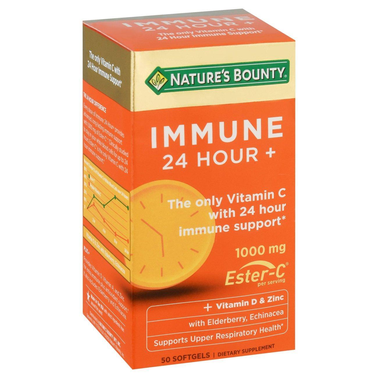 Nature's Bounty 24-Hour Immune Support with Ester-C, Vitamin C 1000mg, 50 Rapid Release Softgels