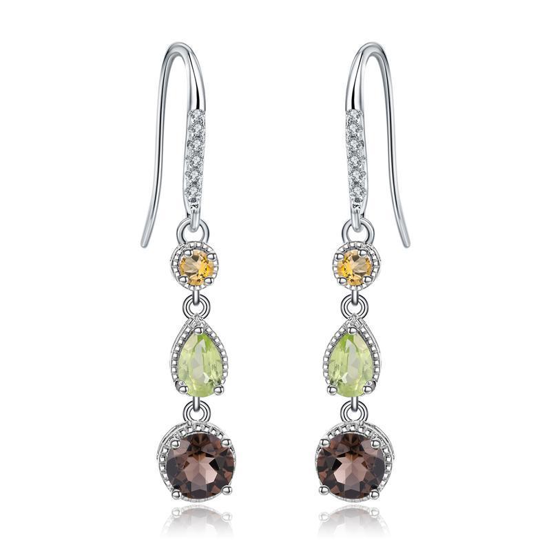 Elegant Gemstone S925 Silver Earrings
