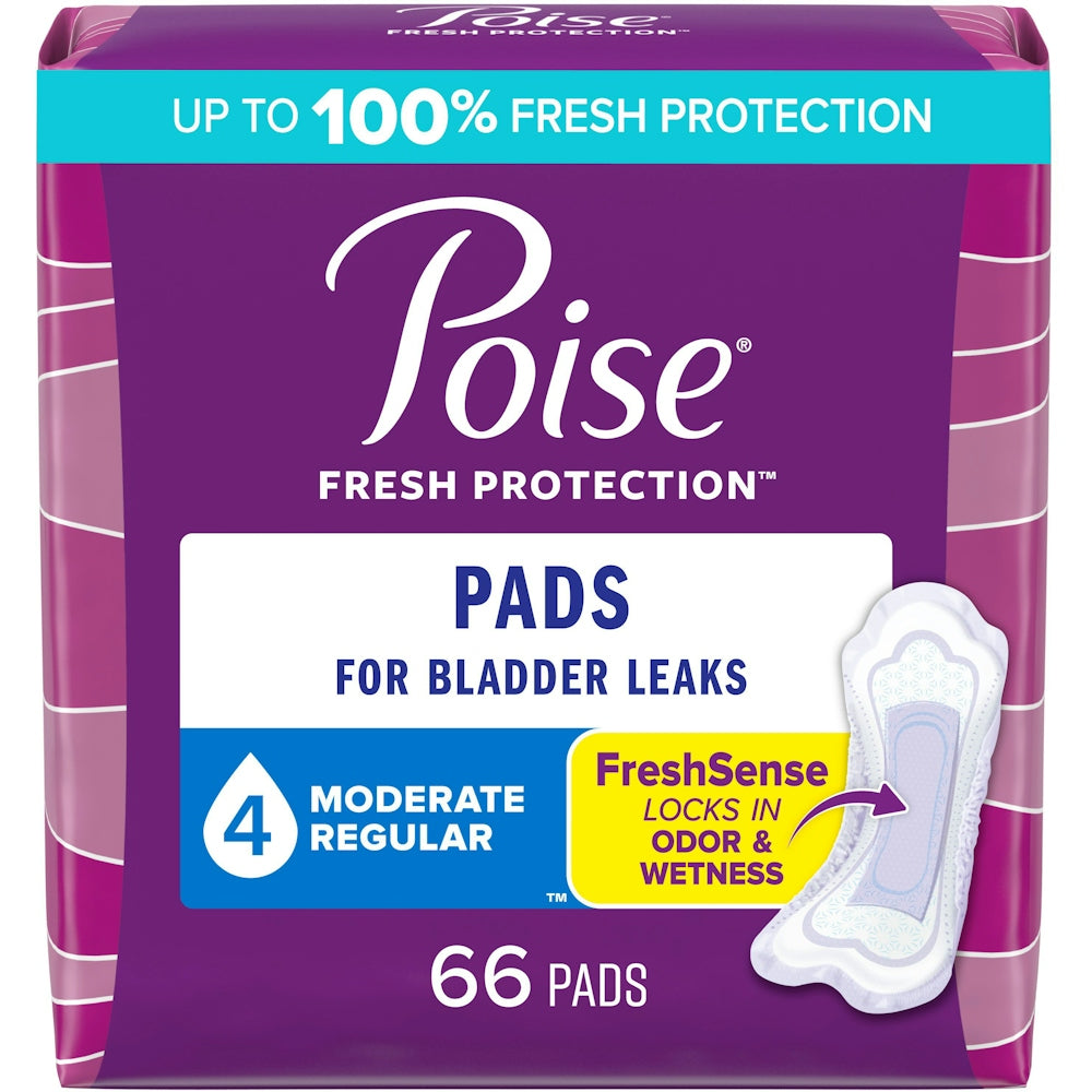 Poise Incontinence Moderate Absorbency Pads, Regular Length