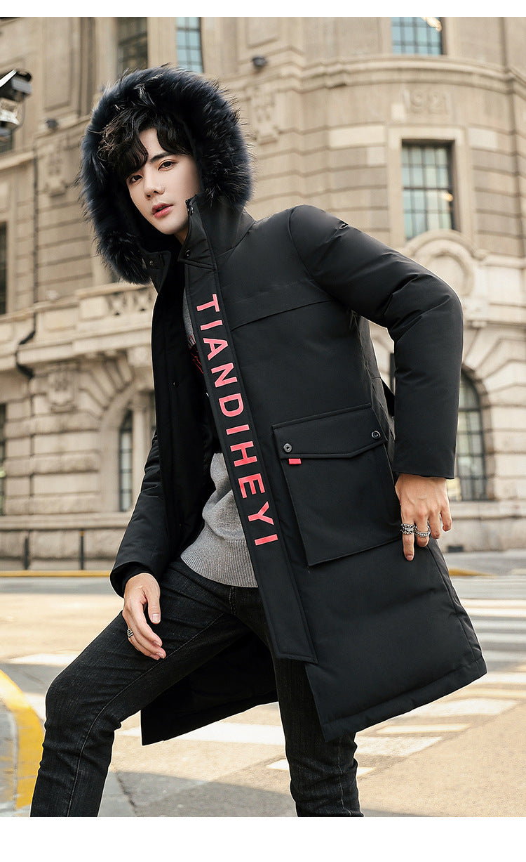 2019 Winter Stylish Long Hooded Cotton Jacket for Men
