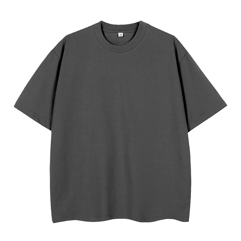 Double Yarn Short Sleeve Sweat-absorbing Cotton T-shirt Top