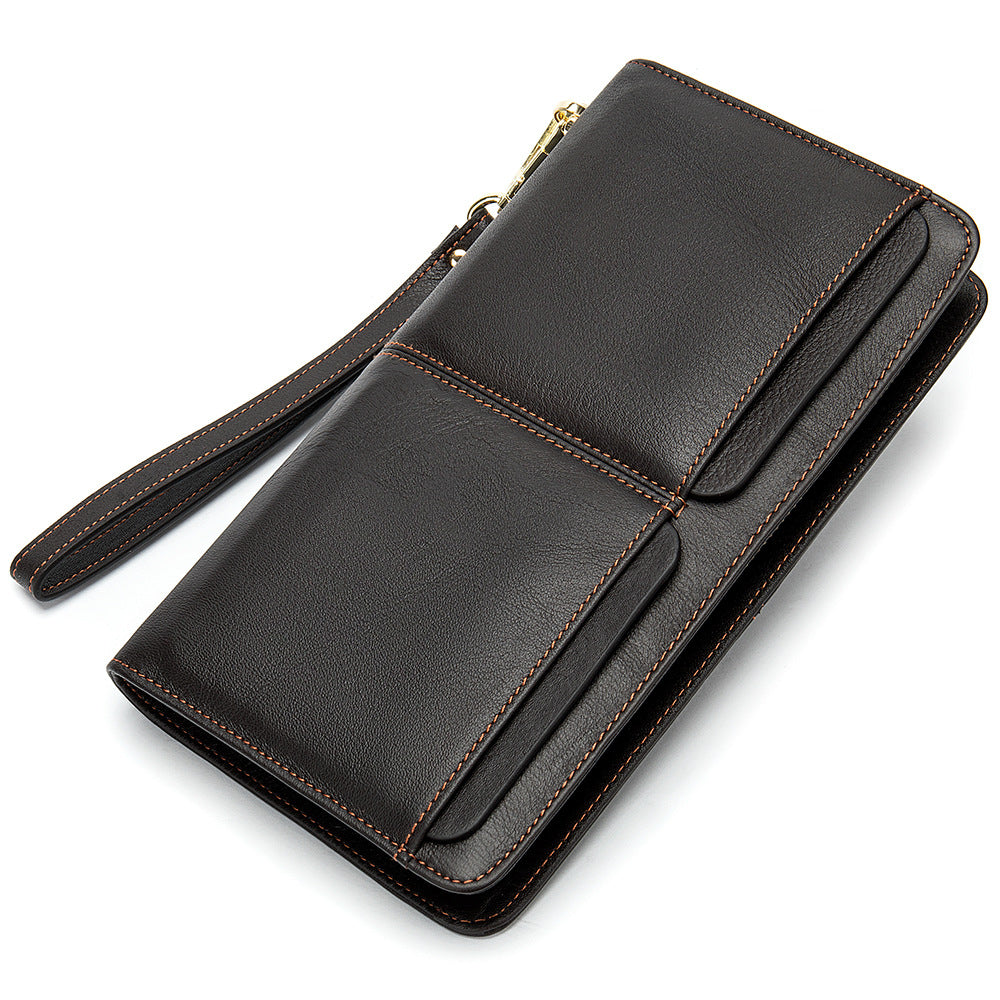 Men's Double Pocket Leather Business Wallet