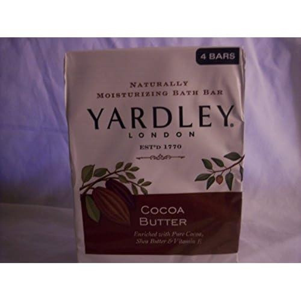 Yardley London Naturally Moisturizing Bath Bar, Coca Butter, 4 Count