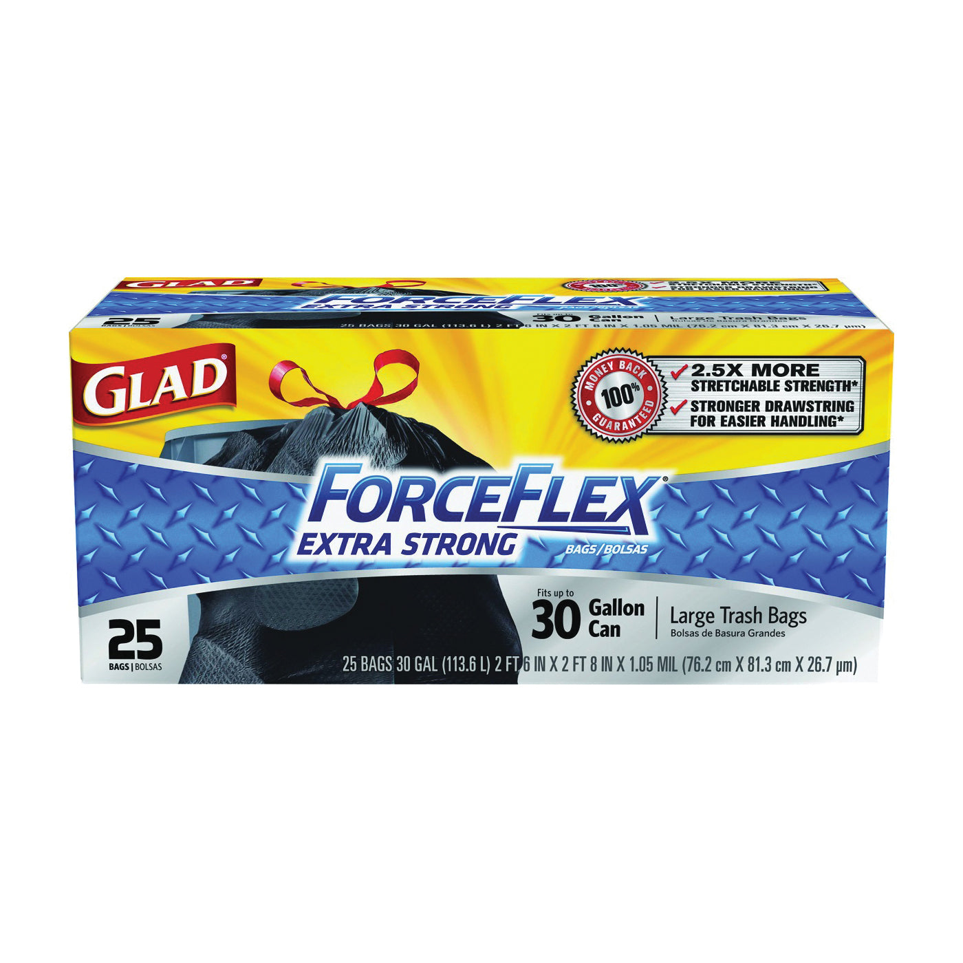 Glad® ForceFlex™ Large Drawstring Trash Bag, 6 x 25-Pack