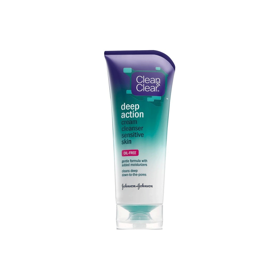 Clean & Clear Deep Action Cream Facial Cleanser For Sensitive Skin, 6.5 Fl Oz
