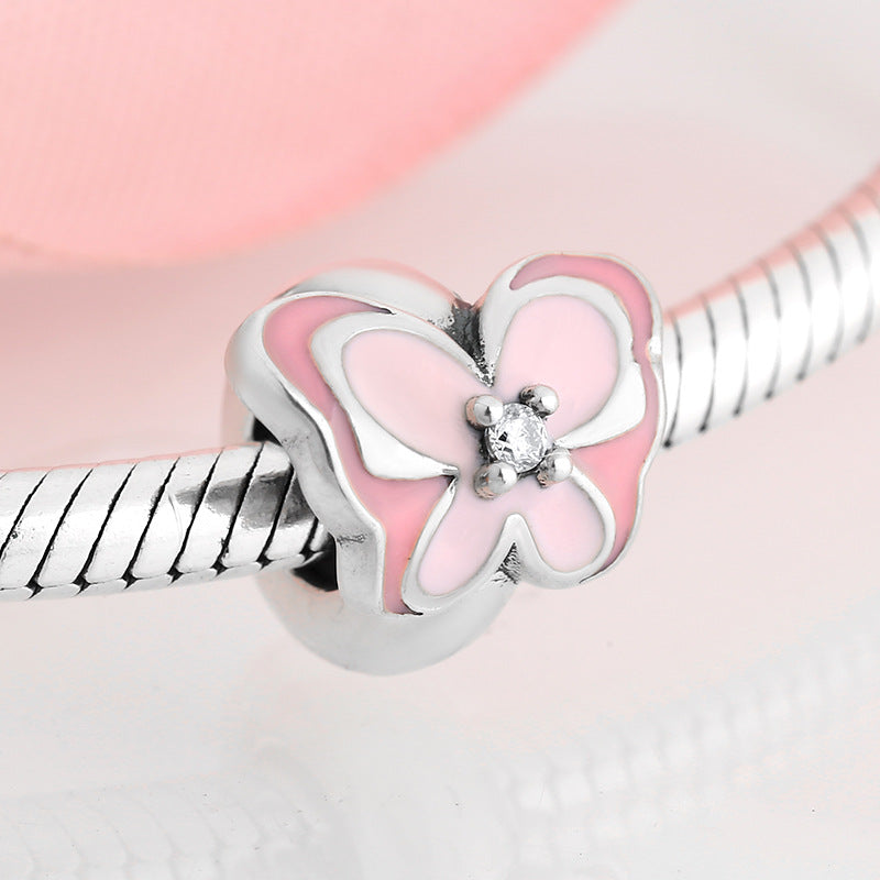 S925 Sterling Silver Beads Cute Insect Series Jewelry Plug Spacer Beads DIY Accessories Beads Enamel Color Silver Jewelry