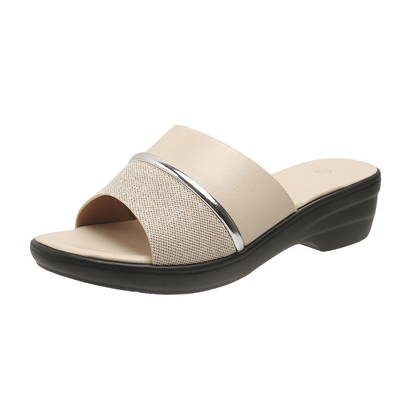 Plus Size Female Slippers Chunky Heel Light
