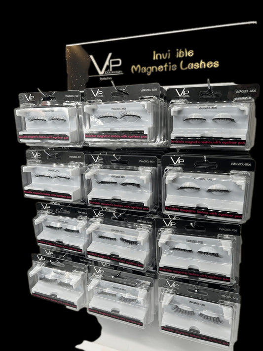 12 Slots -Display with Magnetic Lashes with eyeliner