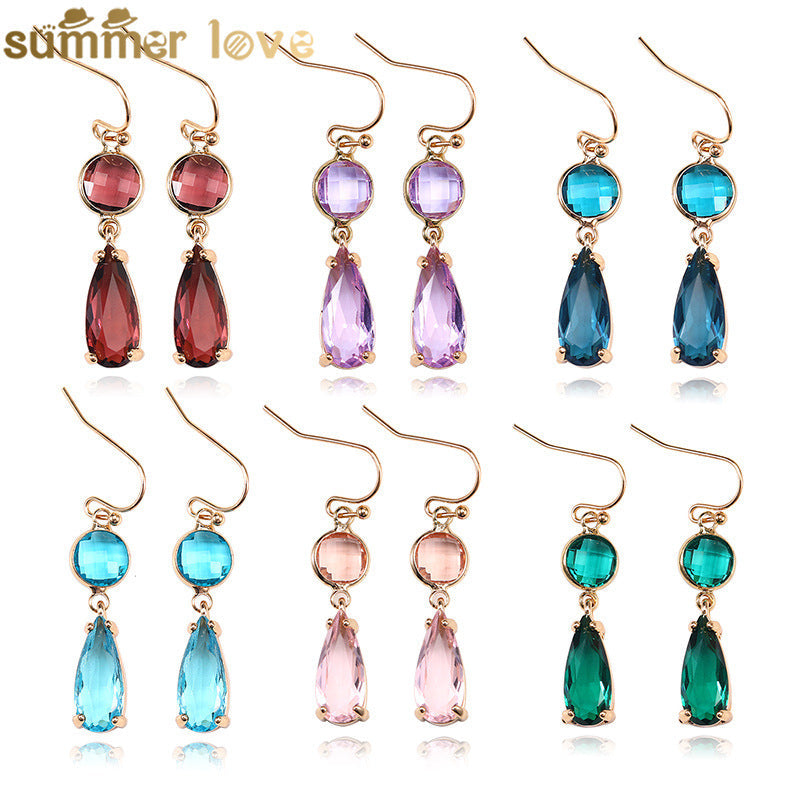 Copper Edging Multicolor Glass Crystal Earrings