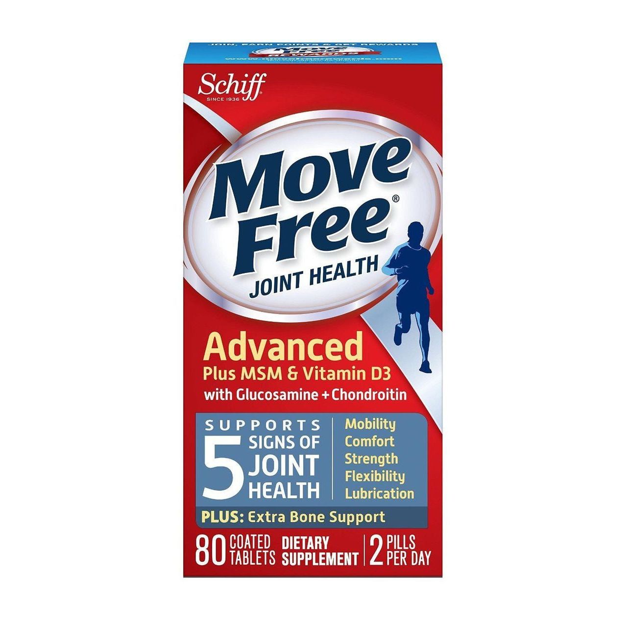 Move Free® Advanced Plus MSM & Vitamin D3 Tablet, 80 EA