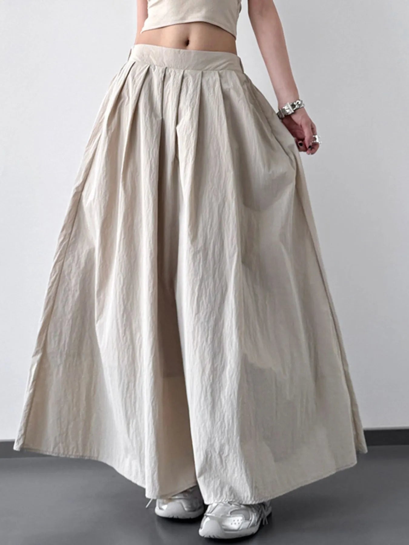 Pleated Linen Maxi Skirt