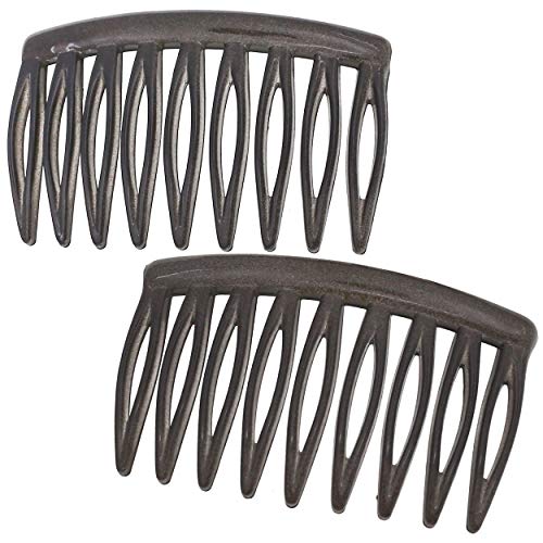 Camila Paris CP3110 French Hair Side Comb, 2 Pack Curved Gray Flexible Durable Decorative Hair Combs