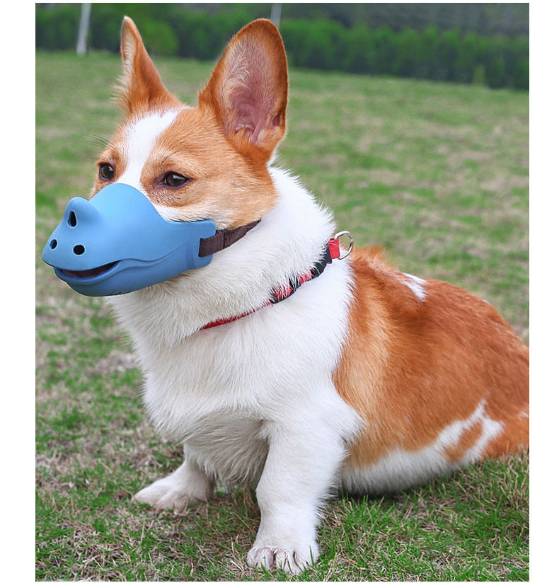 Rhino shape adjustable pure silicone dog muzzle