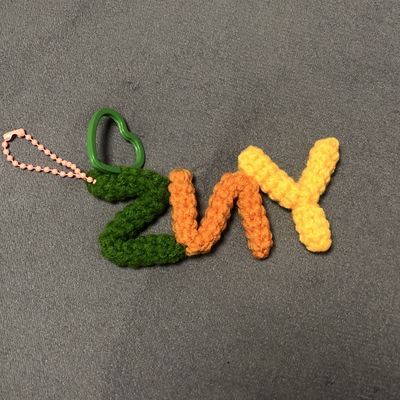 Wool Crochet Letter Pendant Keychain Kit