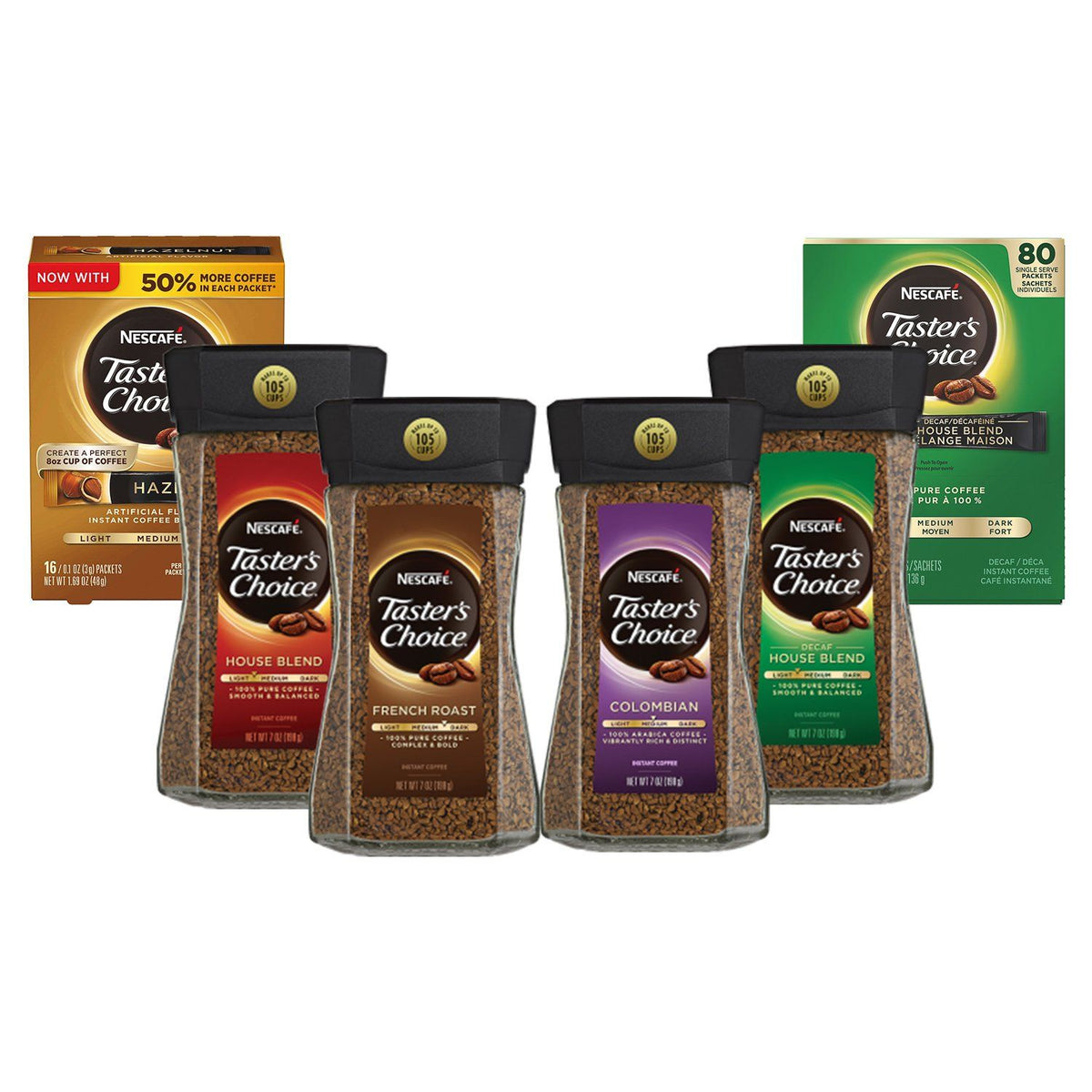 Nescafe Tasters Choice Coffee, Instant, House Blend, Single Serve Packets