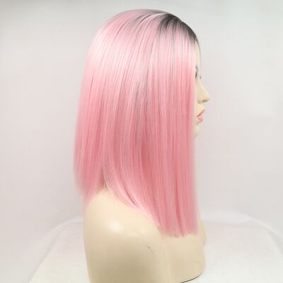 Synthetic Lace Front Mid-length Straight Wig, 12"