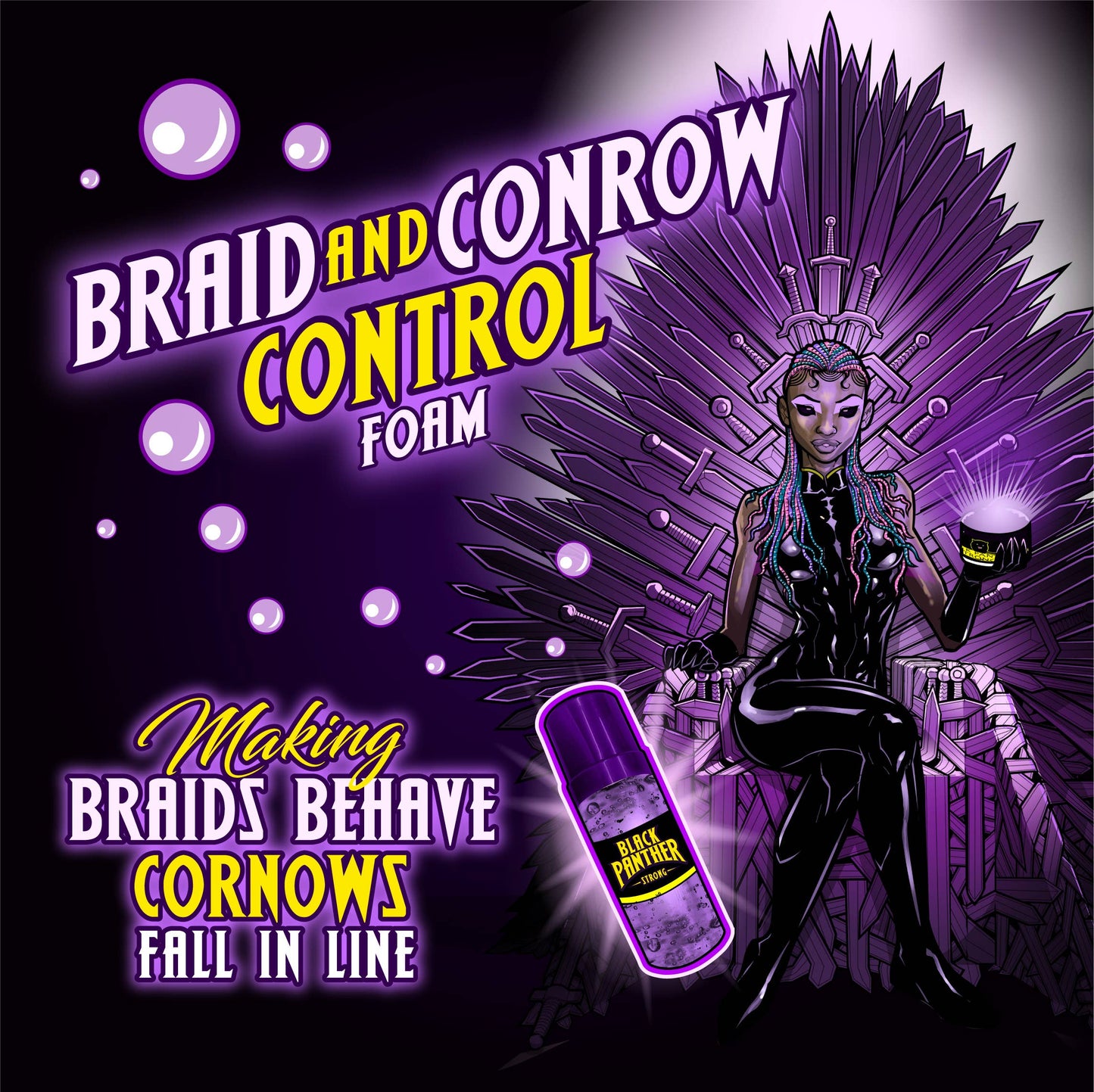 Black Panther Braid Control Foam, 8 oz