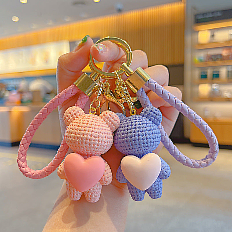 Cute Bear Heart Keychain Pendant