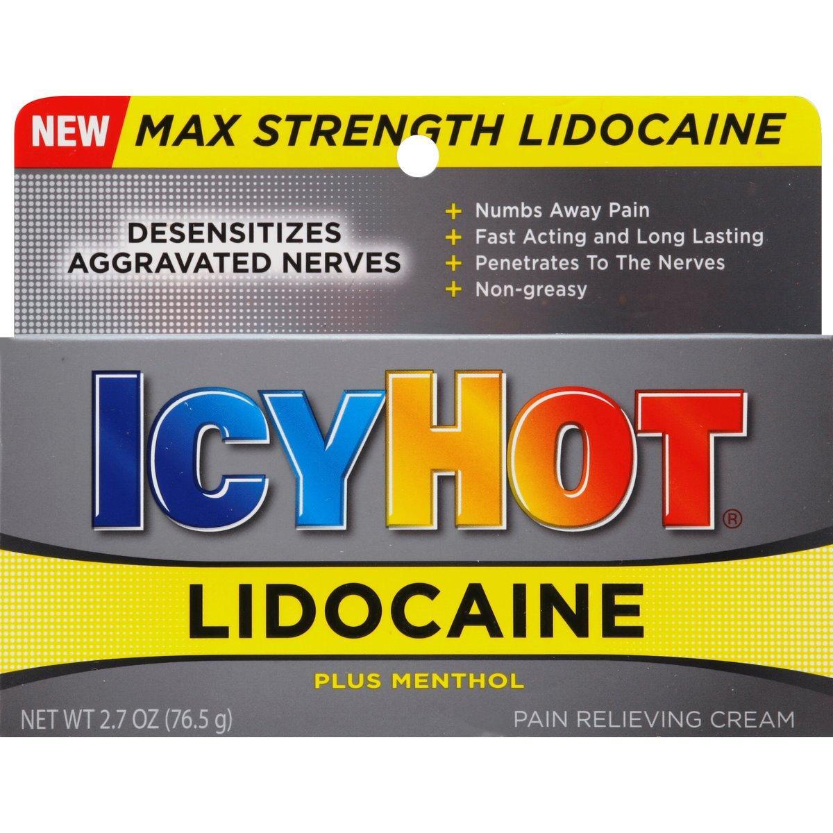Icy Hot Max Strength Lidocaine Plus Menthol Pain Relieving Cream