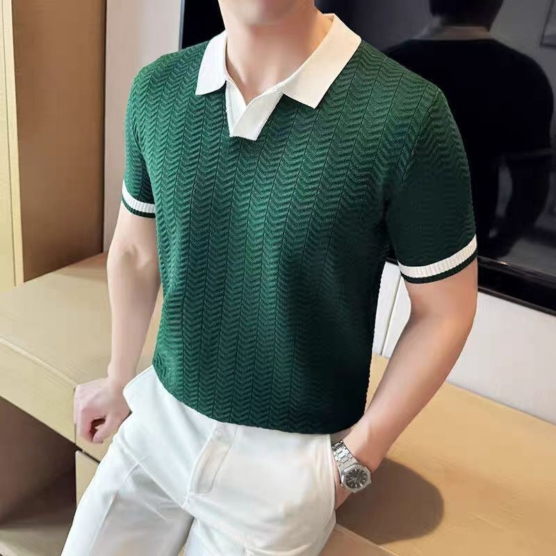 Summer Lightweight Ice Silk Knitted Short Sleeve Top