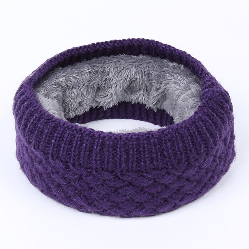 Winter warm men and women bib solid color wool knit plus velvet thick collar European and American scarves