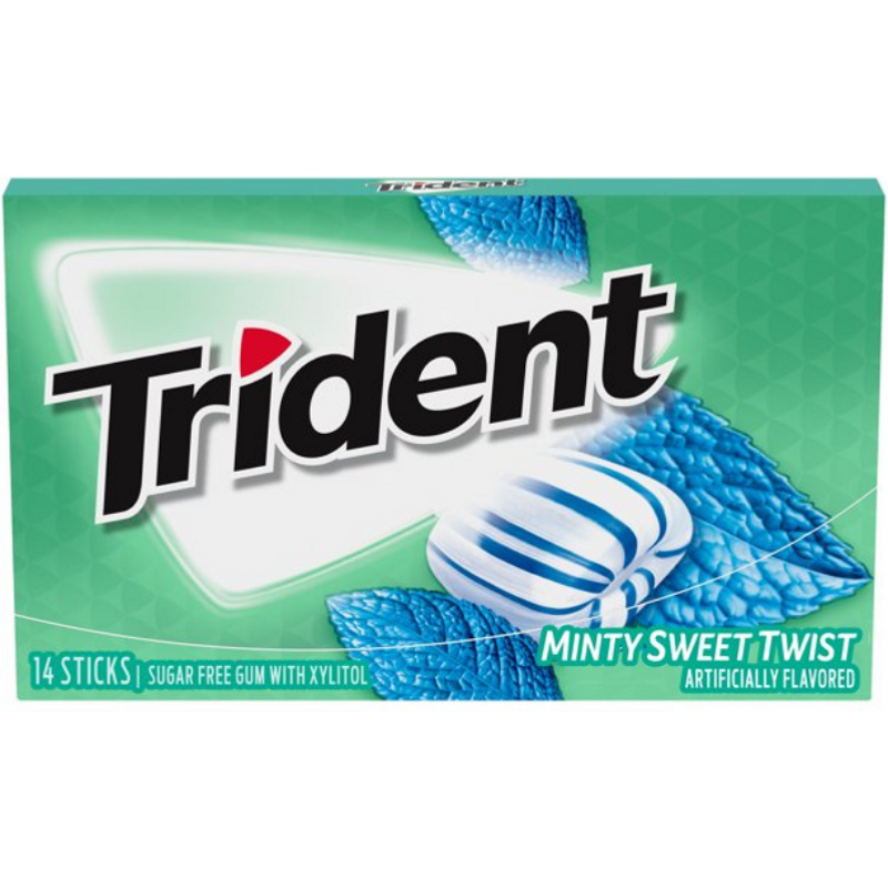 Trident Minty Sweet Twist Sugar Free Gum, 14 Piece Pack