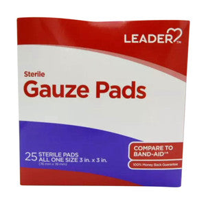 LEADER™ Gauze Pad, 3" x 3", 25 EA