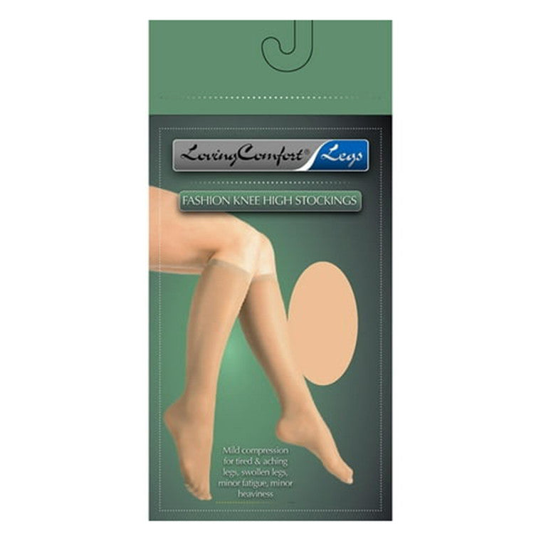 Loving Comfort Sheer  Stockings Knee High Closed Toe  Women 20-30Mmhg Black Medium