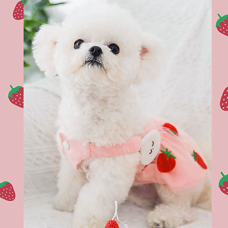Strawberry Princess Dress For Dog Thin Sweet