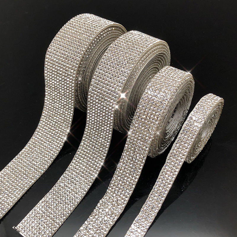 Rhinestone Waistband Decorative Strip with Hot Melt Adhesive - 0.4cm to 1.5cm Widths for DIY Crafting