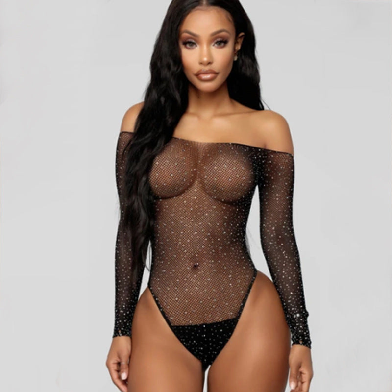 Women's Creative Silver Line One-Shoulder Temperament Slim Bodysuit