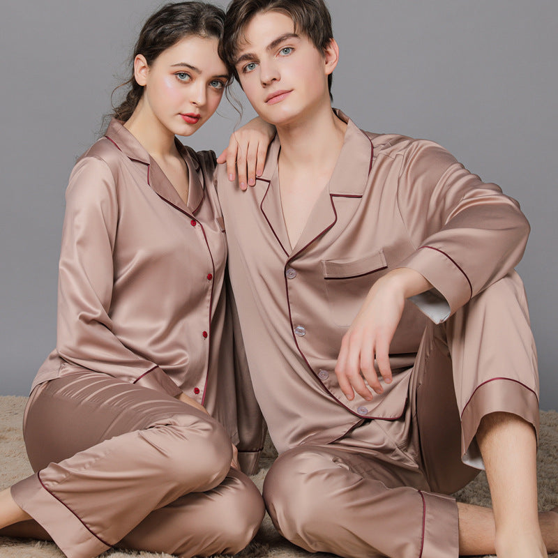 Silk Couple Pajamas And Home Wear Long-Sleeved Suit