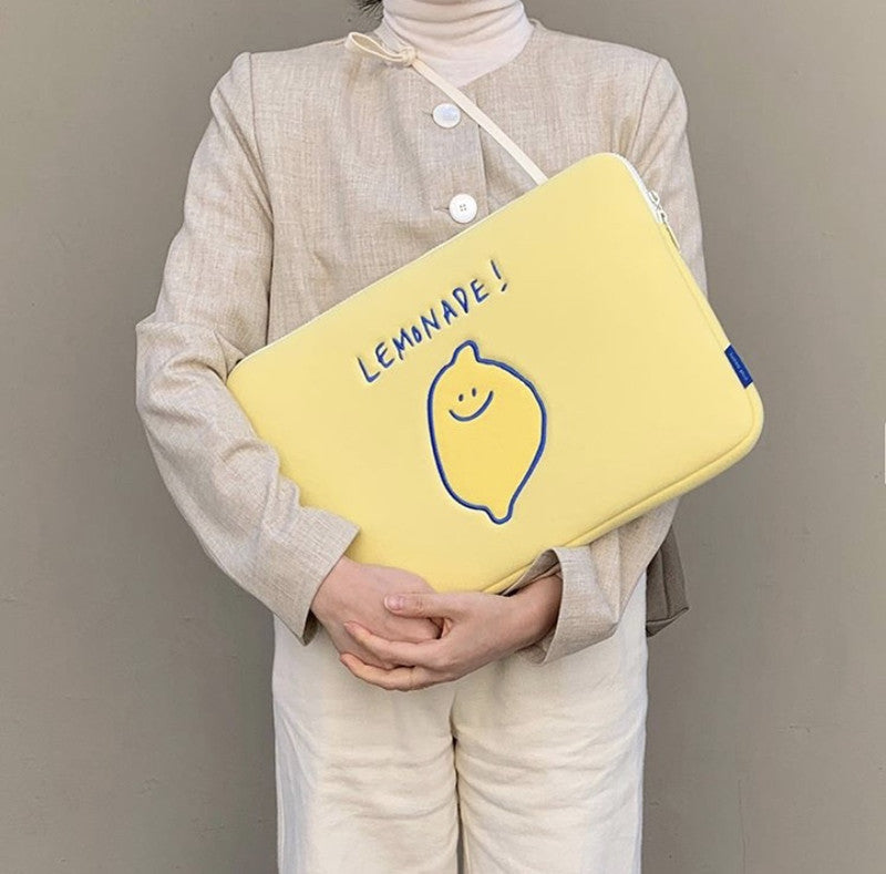 Embroidered Lemon Tablet & Laptop Bag