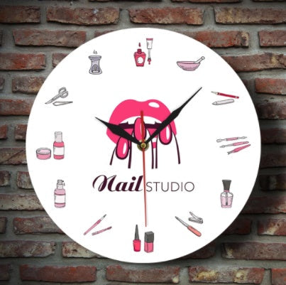 3D Creative Beauty Manicure Studio Clock, Nail Polish, Manicure Decoration Clock, Bedroom Living Room Wall Clock